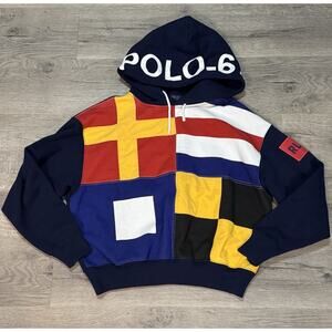 Polo Ralph Lauren Women’s S Sailing RL-67 Fleece Hoodie Sweatshirt Signal Flag